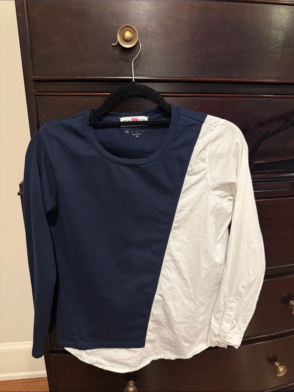 Kids Navy & White Colorblock Long-Sleeve Tee